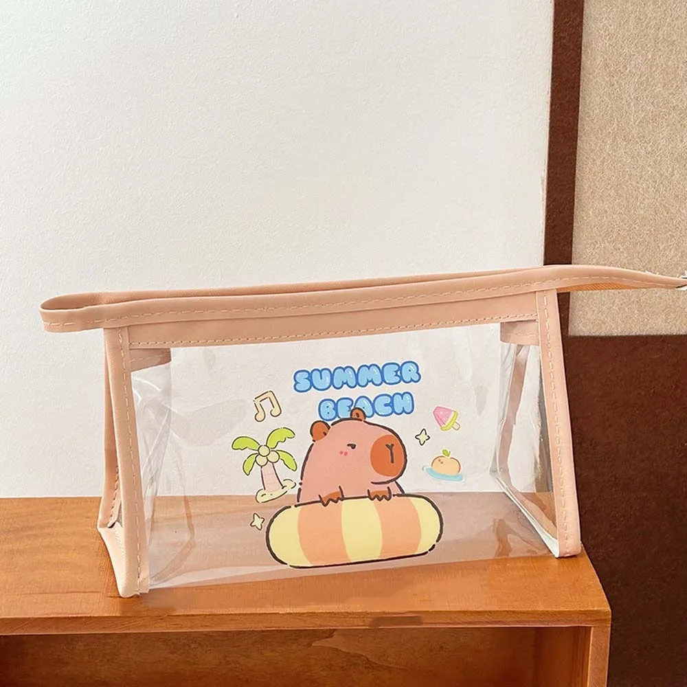 Simpatico animale Capybara Borsa portaoggetti Portamonete Cartoon Capybara Borsa per penne in PVC Trasparente PVC Capibara Astuccio per matite Cancelleria