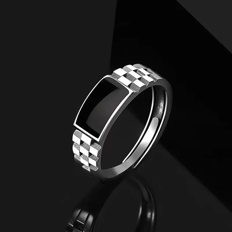 VENTFILLE 925 Sterling Silve Chessboard Ring for Women Man Gift Punk Versatile Personalized Retro Jewelry Party Gift Dropship