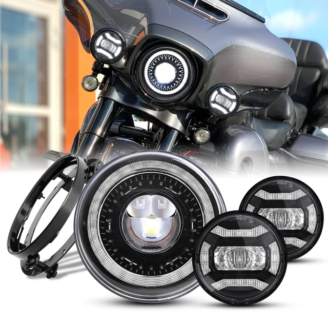 7 inch Led Headlight 4.5 Inch Passing Fog Lights mounting Bracket For Harley Touring Electra Glide Softail Fatboy Road King Motorcycle Light Assembly AliExpress