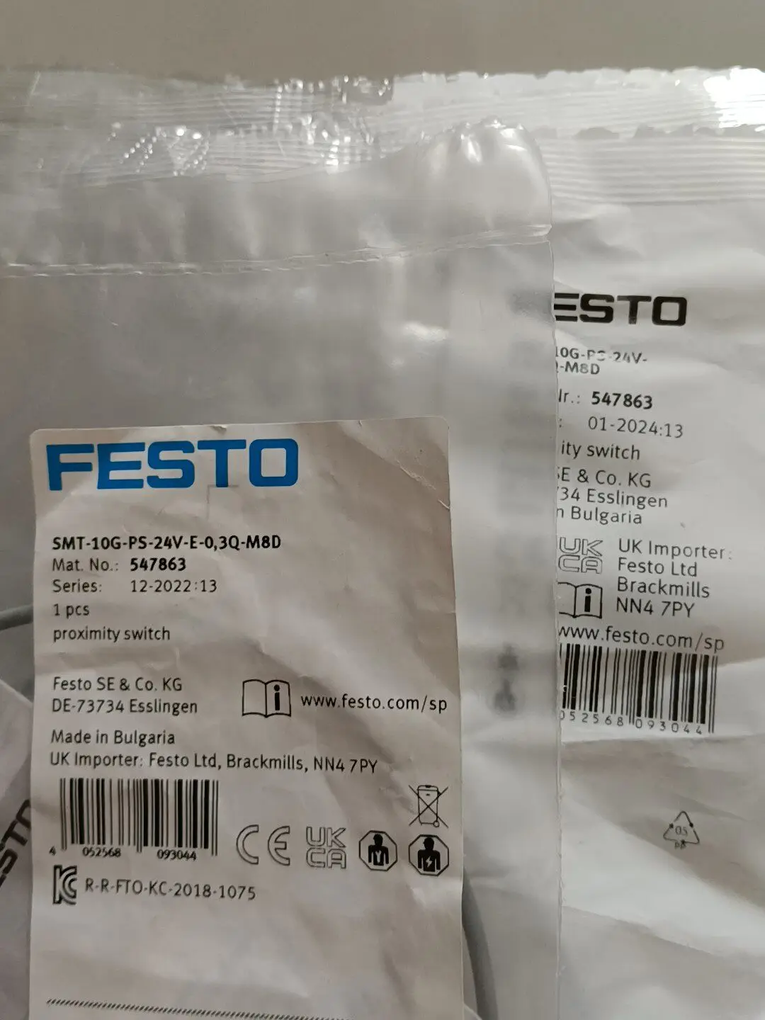 FESTO Proximity Switch 547863 SMT-10G-PS-24V-E-0.3Q-M8D
