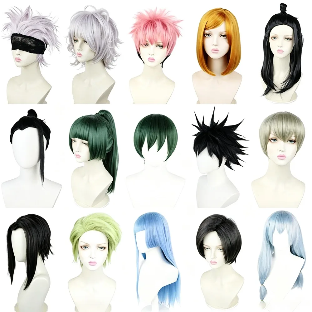 Peluca de Cosplay de Anime Jujutsu Kaisen, Satoru Gojo, Itadori Yuji, Zenin Maki, Ryomen Sukuna, Pelucas de Cabello Sintético Resistentes al Calor