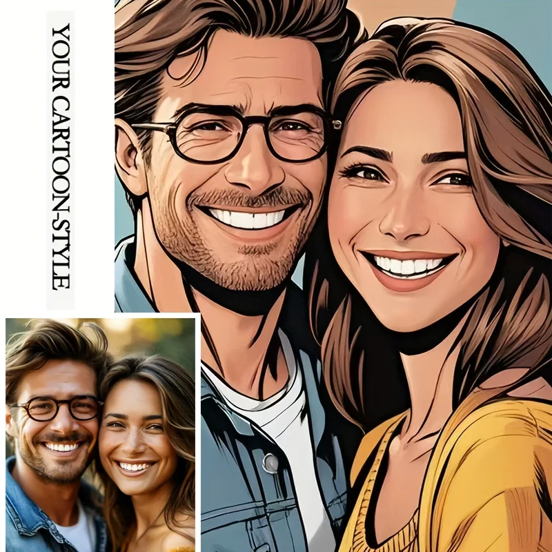 Upload Your Photo Custom Couple Canvas Art, Personalized Family Portrait Poster, Unframed Wall Decor for Home Gift