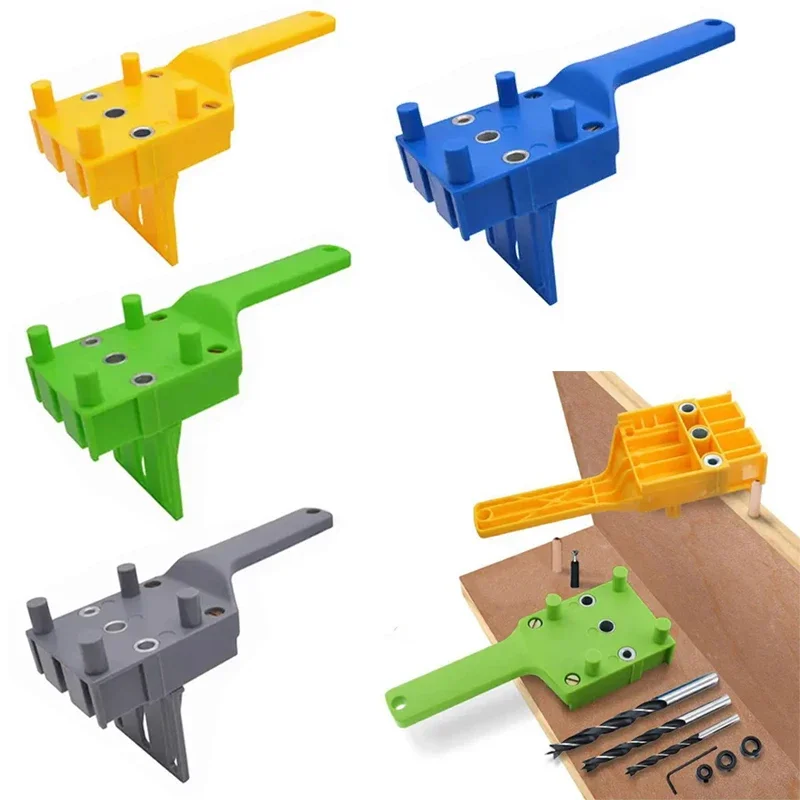 Quick Wood Doweling Jig Plastic ABS Handheld Pocket Hole Jig System 6/8/10mm Drill Bit Hole Puncher For Carpentry Dowel Joints