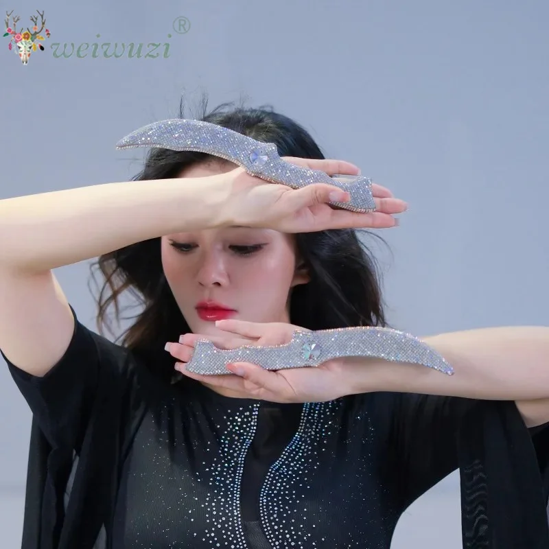 Belly Dance Senior AB Stones Competition Ornament Adult and Child Iraqi Hair Swing Oriental Dance Perform Prop Knife Accessories