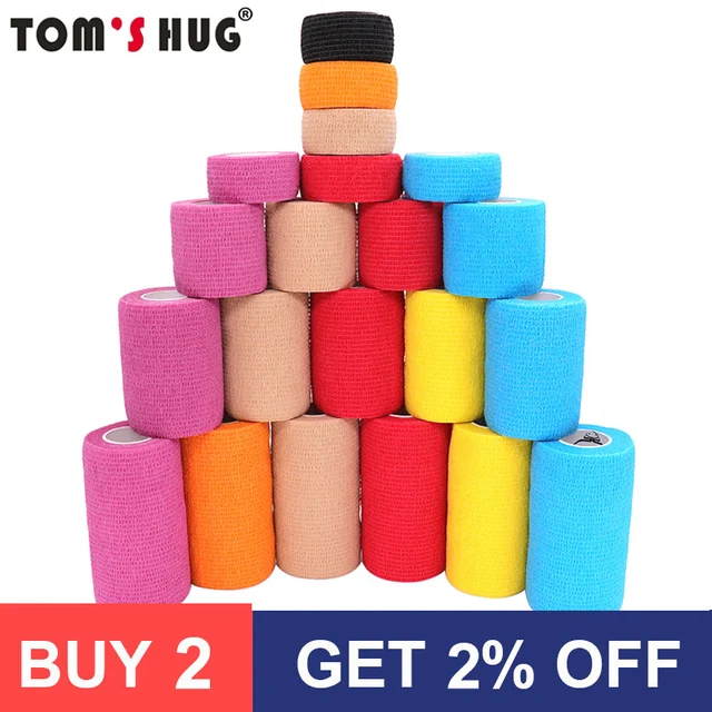 18 Colors Colorful Athletic Wrap Tape Self Adhesive Elastic Bandage Bands Sports Protector For Knee Finger Ankle Palm Pet 2