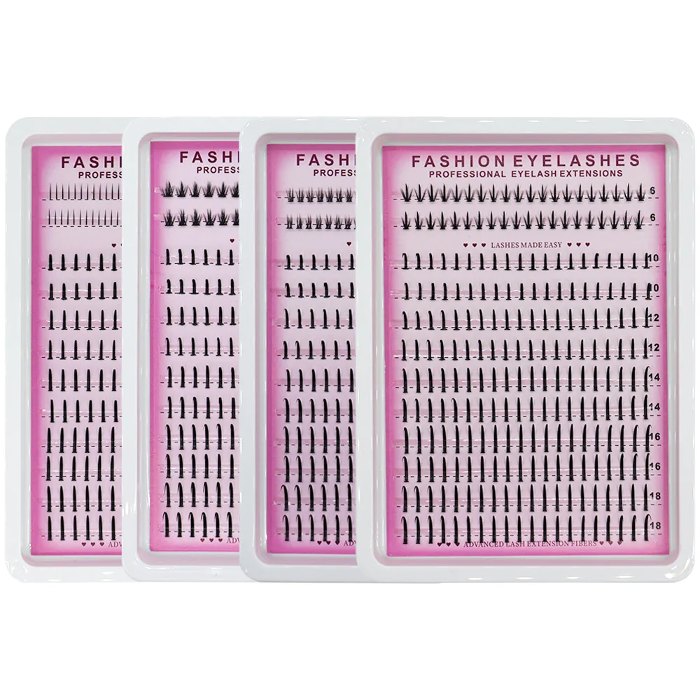 Conjunto de cílios superiores e inferiores de fada mista de 12 fileiras feito à mão - Ferramenta de maquiagem para extensão de cílios estilo fada