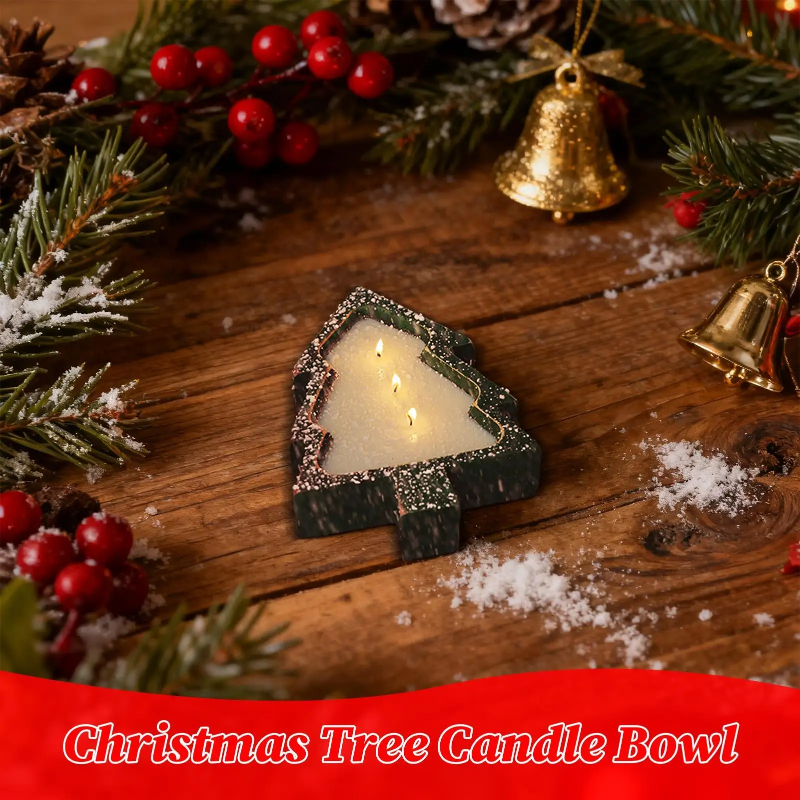 Christmas Tree Candle Bowl Dough Bowl Candle Rustic Christmas Tree Home Decor Wooden Bowls Christmas Candle Holder ornament