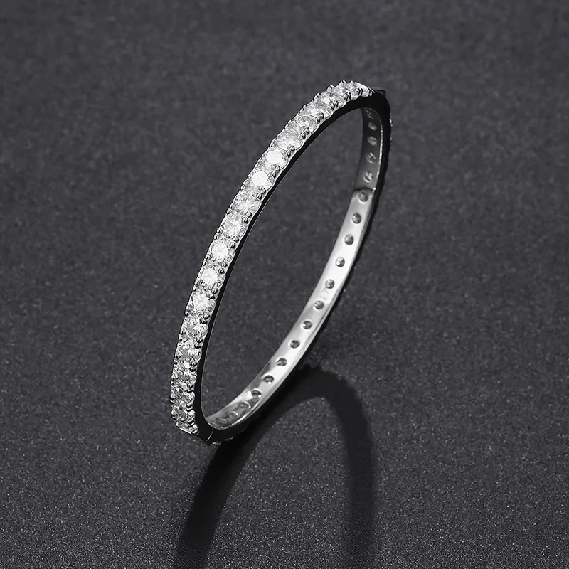 

12ct 4MM Iced Moissanite Bracelet Bangle Women 925 Sterling Silver Real Diamond Cuff Bracelets Platinum Plated Pass Tester Gift