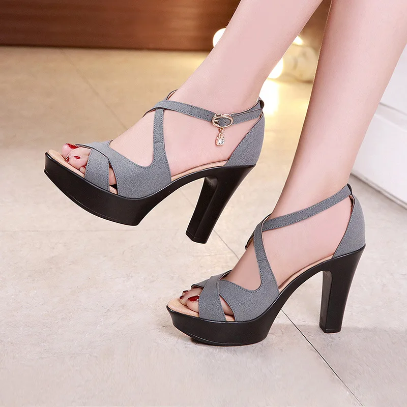 Peep Toe Elegant Woman Heeled Shoes for Women\'s Sandals Summer 2023 Rome High Heels Ladies Shoe on Offer Platform Luxury Sandal