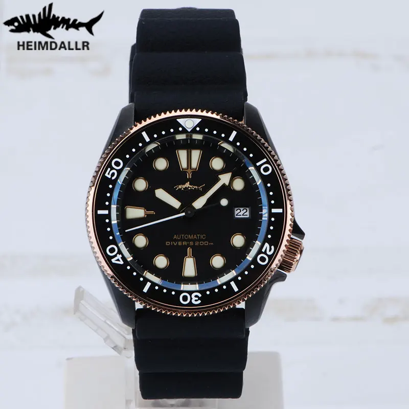 Heimdallr SKX007 Men's Diver Watch Sapphire Ceramic Bezel C3 Super Luminous PVD Plated Case Japan NH35 Movement 20Bar Waterproof