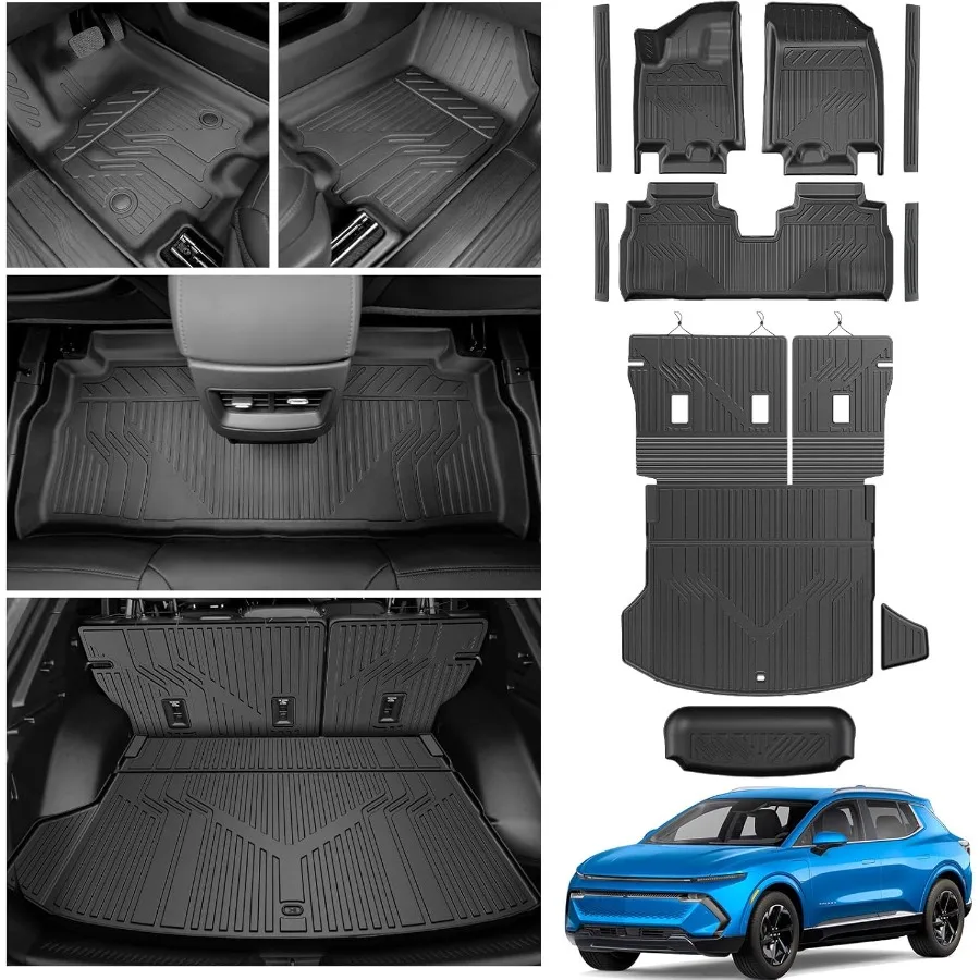 

AllWeather Floor Mats for 2024 2025 Chevy Equinox EV NonFuel with Backrest Mat Storage Mats Door Sill Protectors and Cargo Line