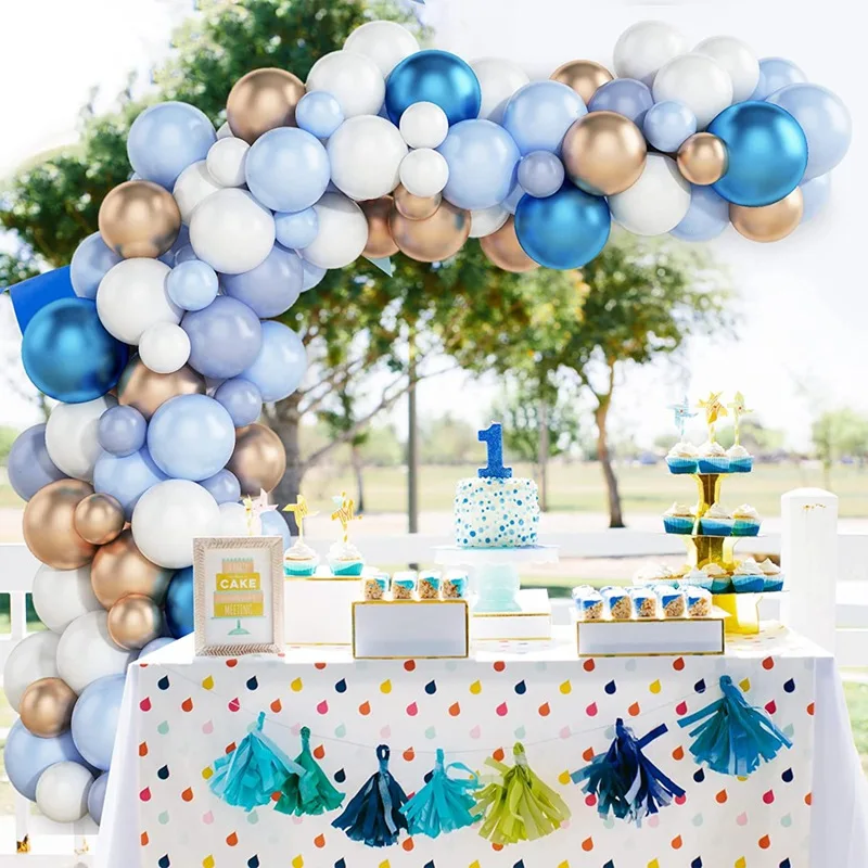 90Pcs/Set Haze Blue Macaron Balloon Garland Arch Kit Wedding Birthday Party Decor Baby Shower Decor Mixed Color Macaron Balloons