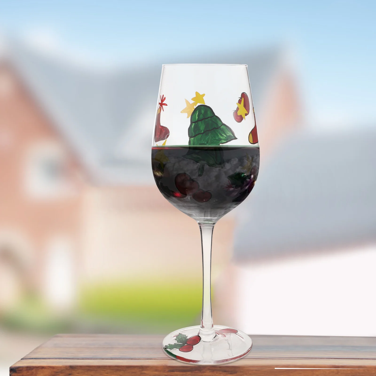 

Christmas Glass Goblet Minimalist Hand-Painted Wine Glass Elegant Cocktail Cup Reusable Wine Goblets Bar Drinks Cups