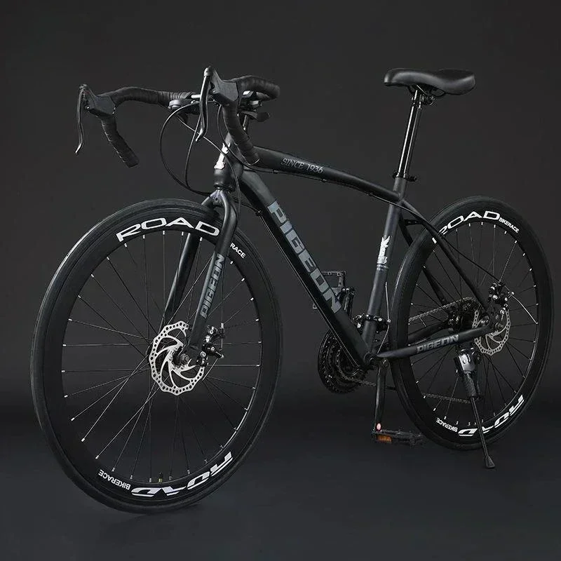 

700C Road Racing Bike Double Disc Brake Drop Handlebar Road Bicycle High Carbon Steel Frame 24/27 Speed City Bicicleta Aldult