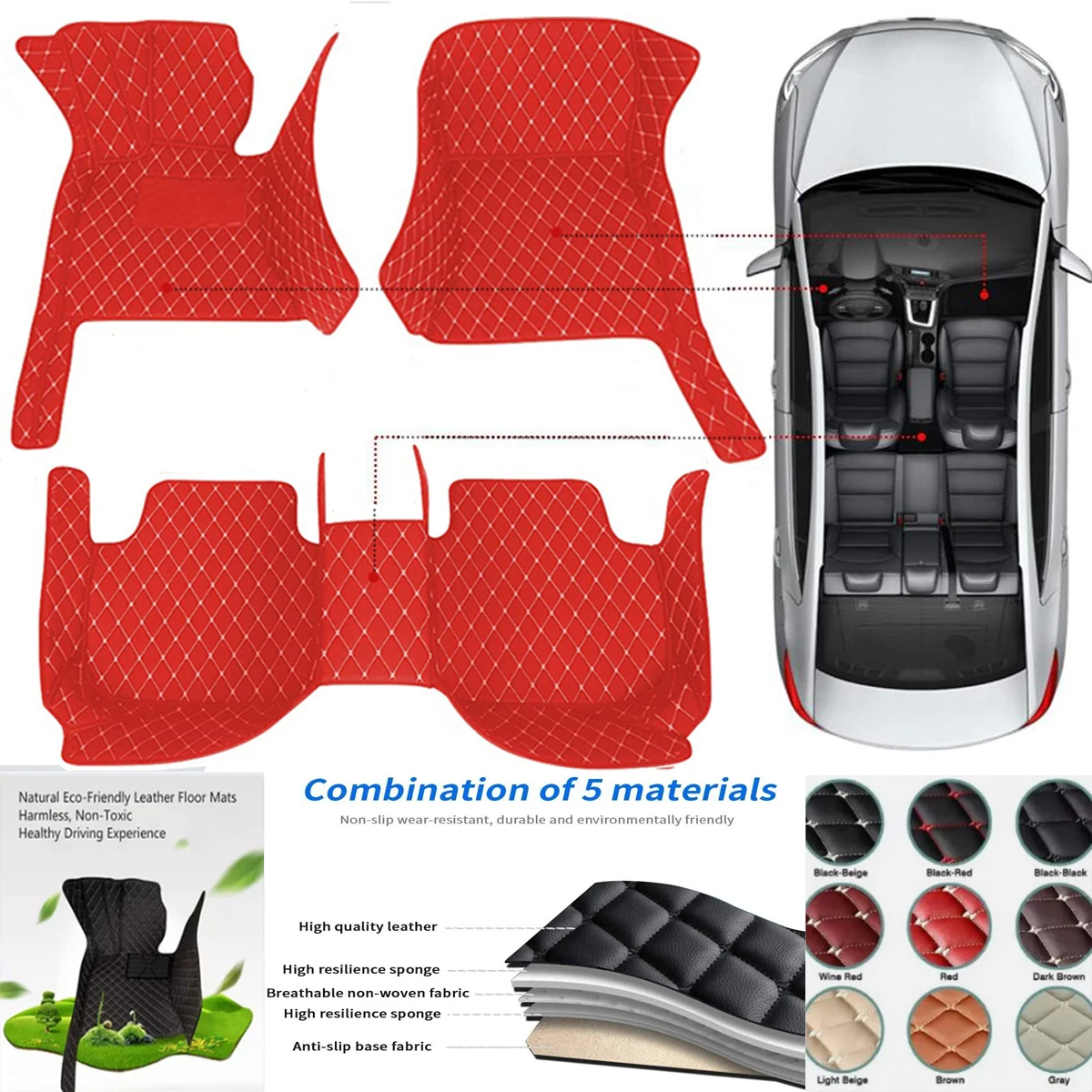 

3D PU-leather Waterproof Custom Car Floor Mats For Landrover Range Rover Evoque Auto Carpets Accessorie Floor Liners