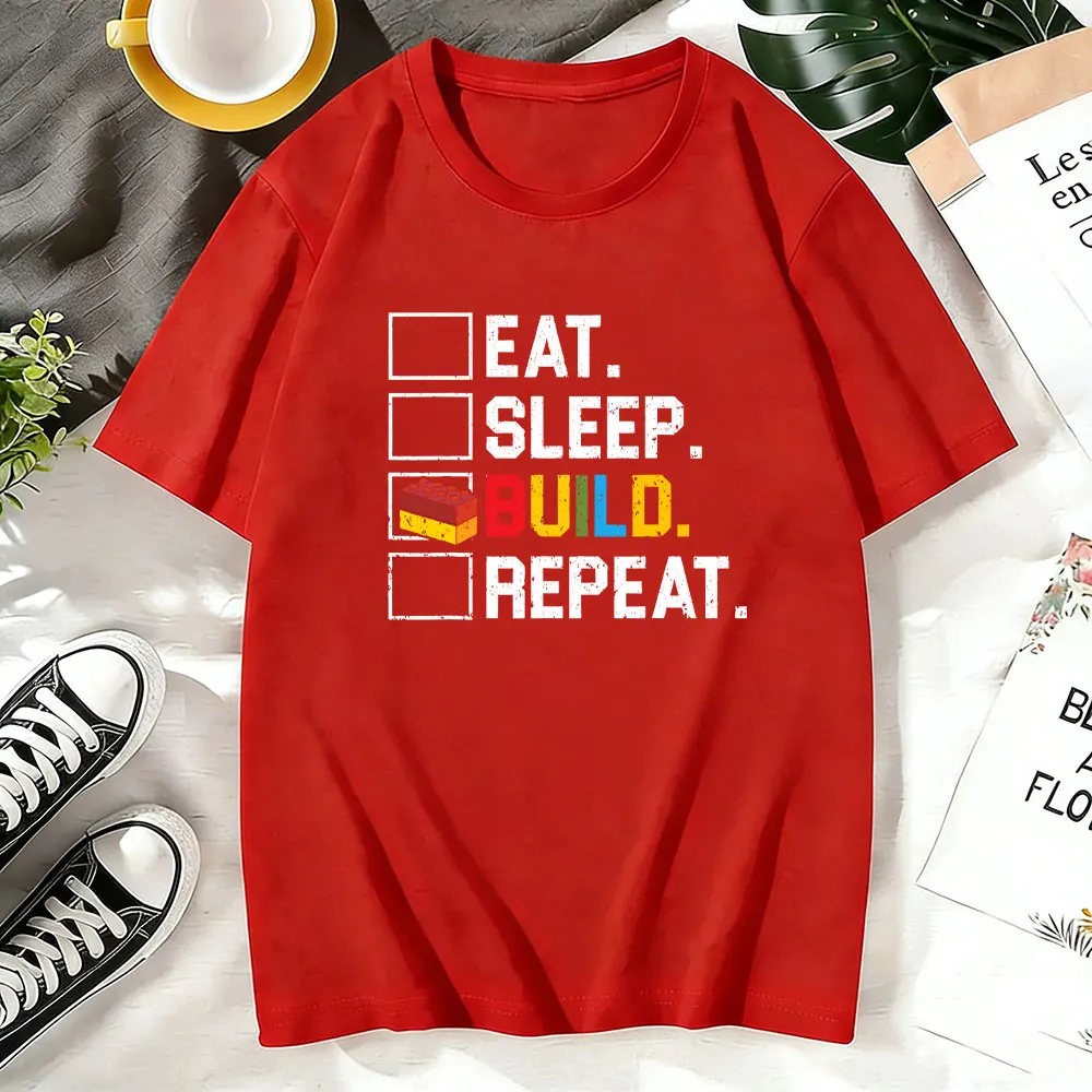 Building Bricks Blocks T-Shirt Men Women Cotton Funny Construction Engineer Gift Idea Casual Tee Summer Cool Graphic Print Tops