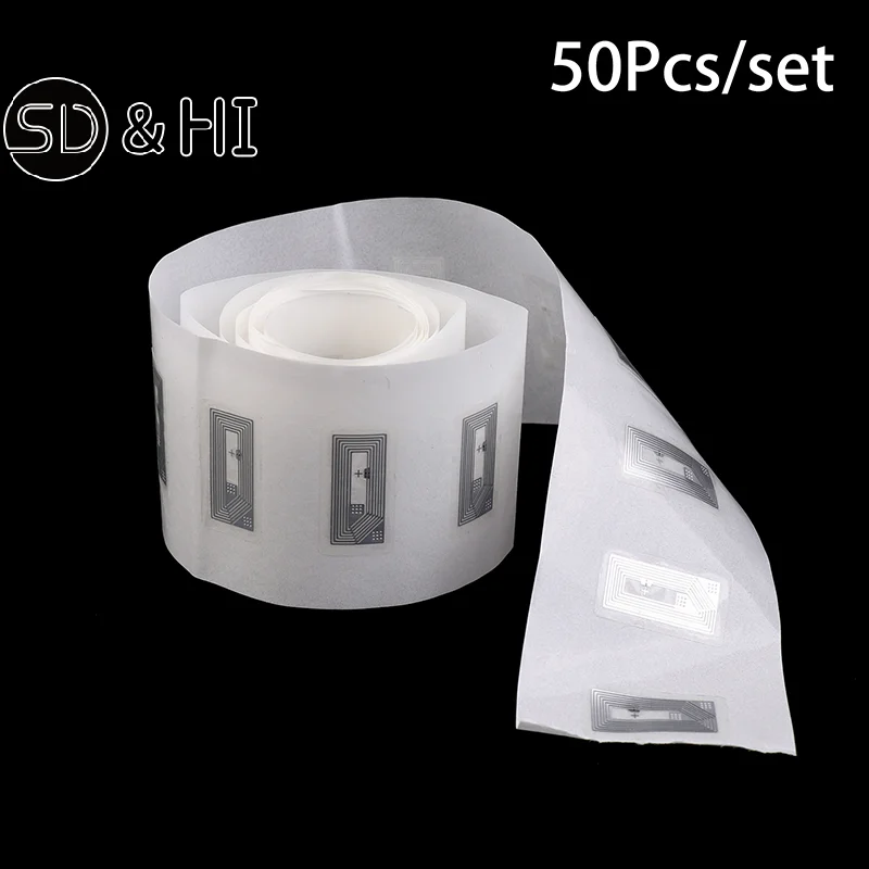 50Pcs/roll NFC Chip Ntag213 Sticker Wet Inlay 11x21MM 13.56MHz Label Tag 213 Anti-counterfeiting Label Electronic Label