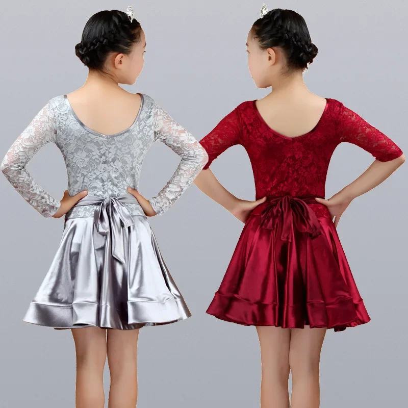 New girl Latin dance dress girls ballroom skirt girls satin bright satin fabric dance skirt competition dancewear