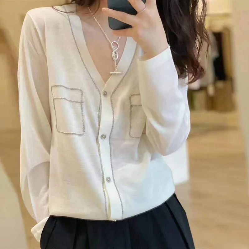 

Утягивающий вязаный открытый кардиган с V-Ne, женский модный повседневный свободный длинный све, осенняя новая верхняя одежда, удобная одежда irt