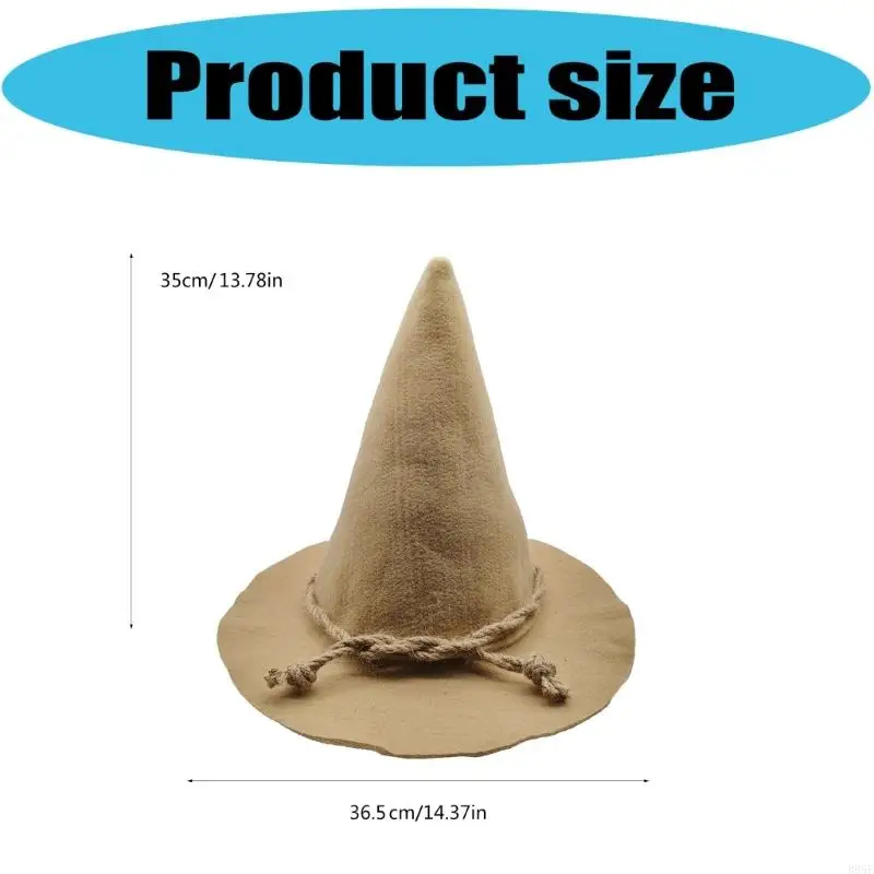 B95F Halloween Scarecrows Witch Hat Lolitas Cosplay Witch Hat Magical Wizard Hats