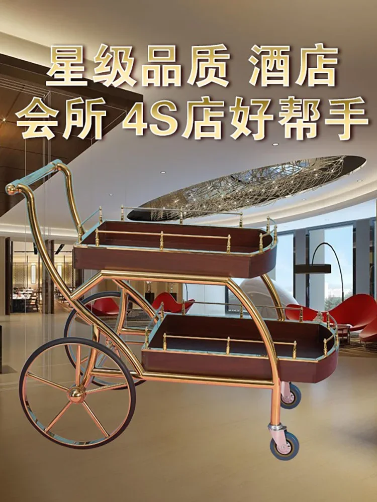 Stainless steel wine cart Second floor hotel service Trolley Dining  Dim sum tea cart