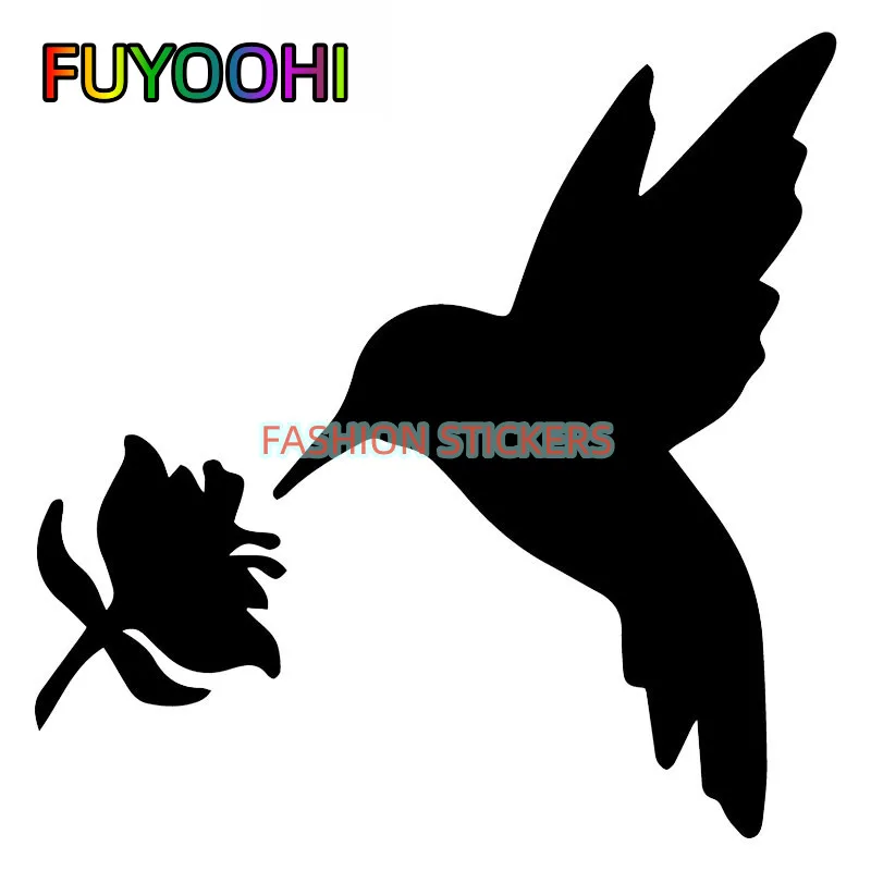 FUYOOHI Boutique Decals Quality Hummingbird Flower Auto Sticker Trendy Personalized Car Styling Decoration