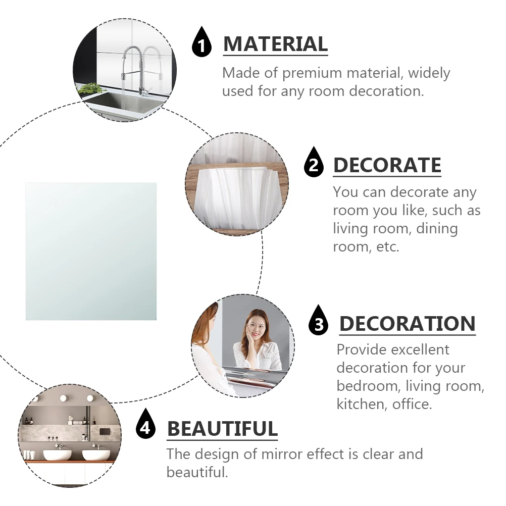 

6pcs Mirror Wall Stickers Home Decor Circle Reflective Stickers Bedroom Bathroom Living Room Kitchen Office Wall Decals Stylish