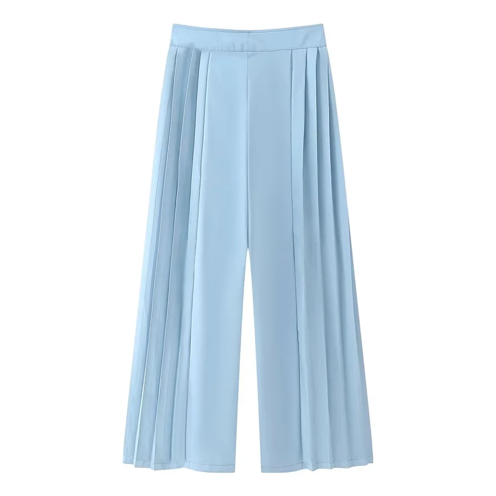 PB&ZA 2024 Spring New Women\'s Fashion and Elegance Commuting Versatile Waist Belt Decoration Suit Pleated Wide Leg Pants