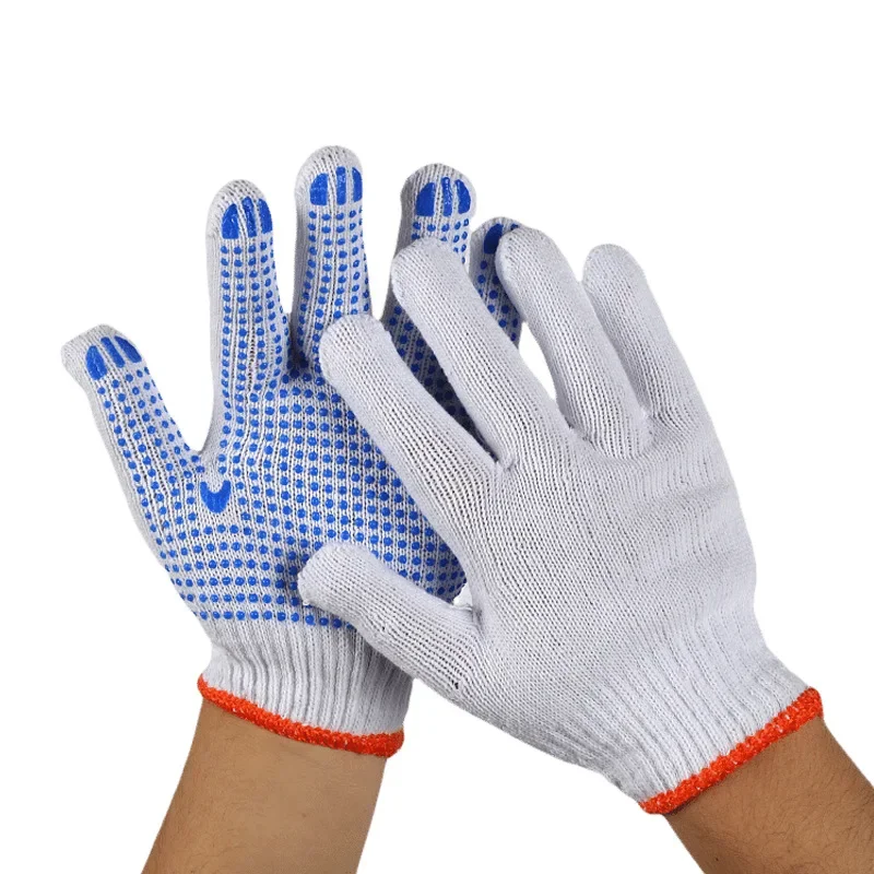 Men\'s work Gloves cotton women\'s with PVC for fishing coating workers garden 1 pairs