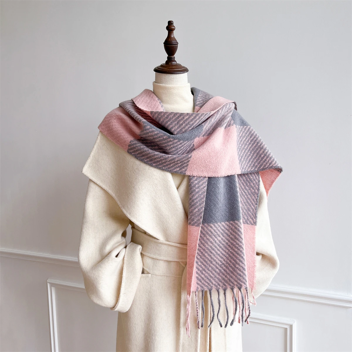 

Women Winter Cashmere Scarf 2025 Stripe Pashmina Luxury Brand Shawls and Wraps Bufanda Hijab Travel Stoles Echarpe Warm Blanket