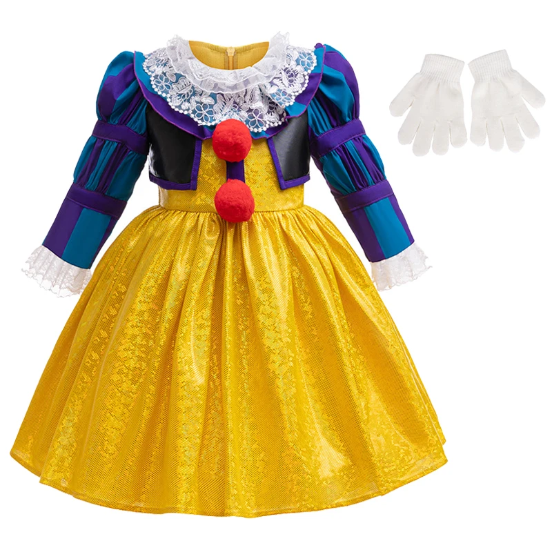 3PCS Halloween cosplay costumes children\'s spliced long sleeved two-piece set carnival Halloween stage performance costume