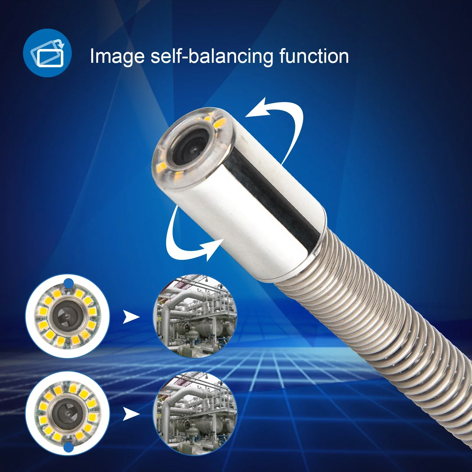 Kamera Inspeksi Pipa Saluran Pembuangan Kepala 23MM 512HZ Pemancar Sonde + Penyeimbang Otomatis Endoskop Industri Saluran Pembuangan Tahan Air IP68