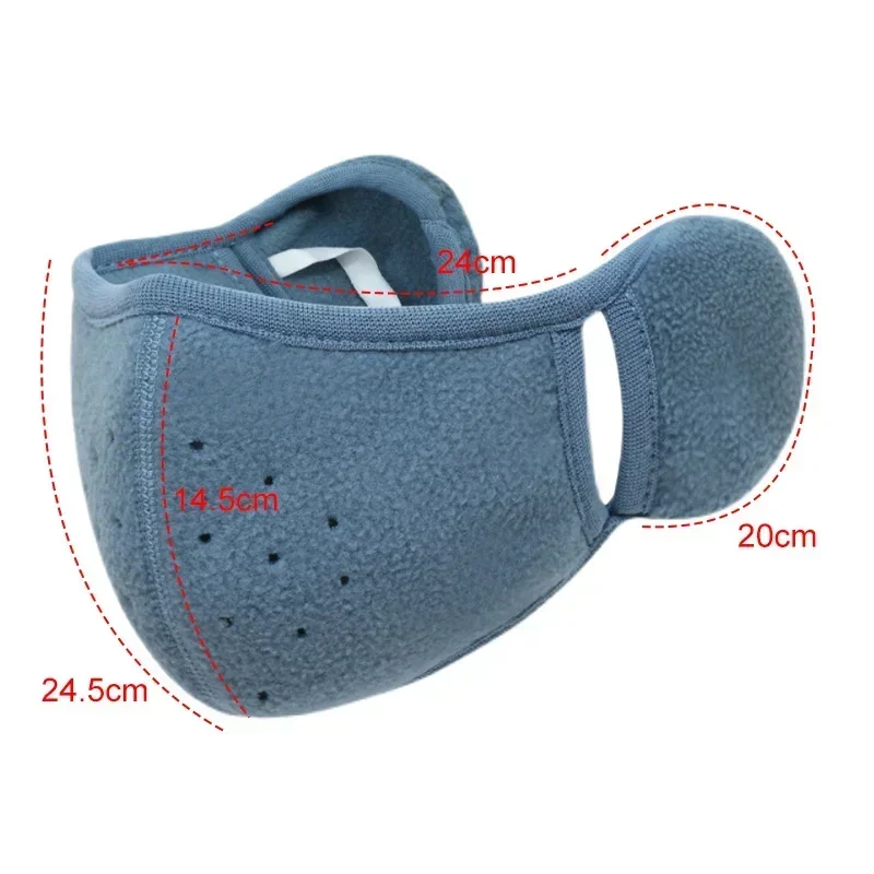 1 Pc Winter Windproof Mask Earmuff 2-in-1 Thickened Warm Fleece Breathable Motorcycle Cycling Face Mask Bike Riding Sportmask