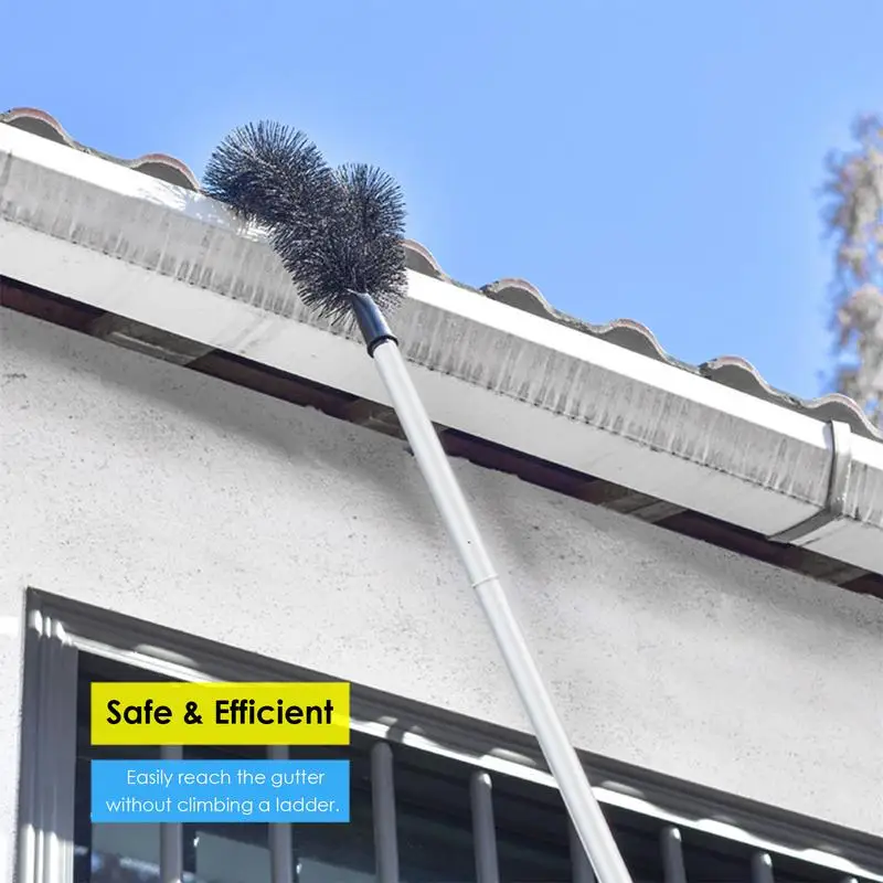 Roof Gutter Cleaner Extendable Duster Gutter Cleaning Brush Telescopic Debris Leaves Branches Remover Home Cleaning Tools