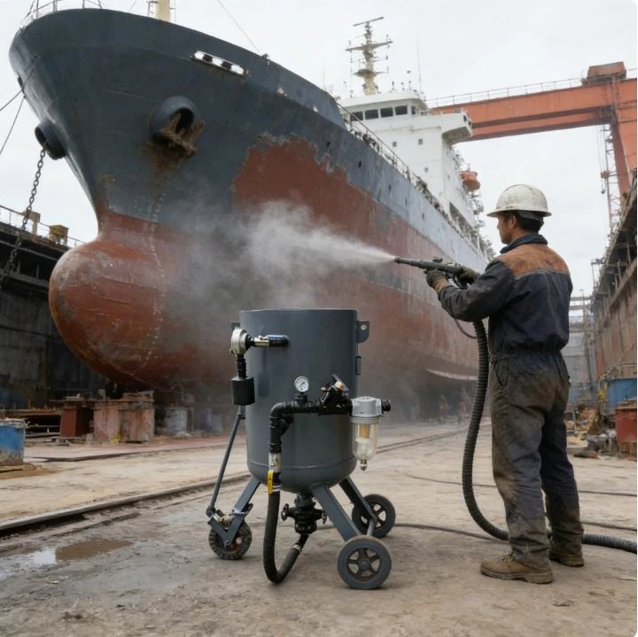 Factory Direct Portable 200L Sand Blasting Machine Automatic Sandblaster for Railway Equipment Rust Removal