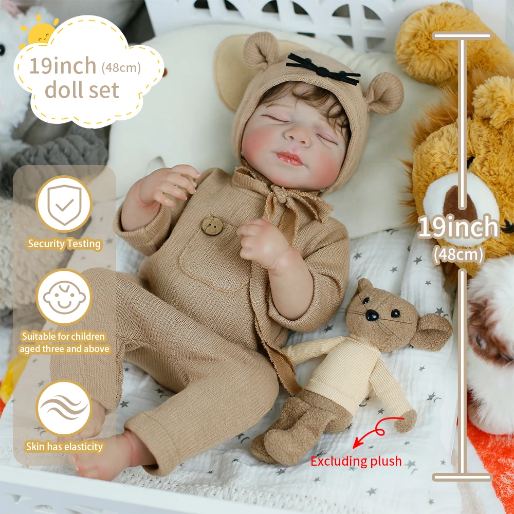19 inch levensechte herboren Pascale slapende meisjespop pasgeboren handgeworteld haar 3D geschilderde huidskleur zichtbare aderen kerstcadeaus