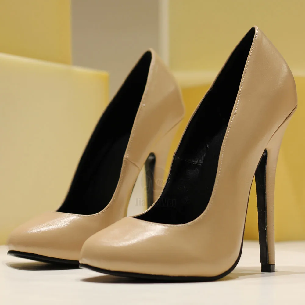 5.5 Inch Stiletto High Heel Unisex Sleek Night Club Round Toe Pump Plus Size Shoes Party Shoes Size36-46 In Stock