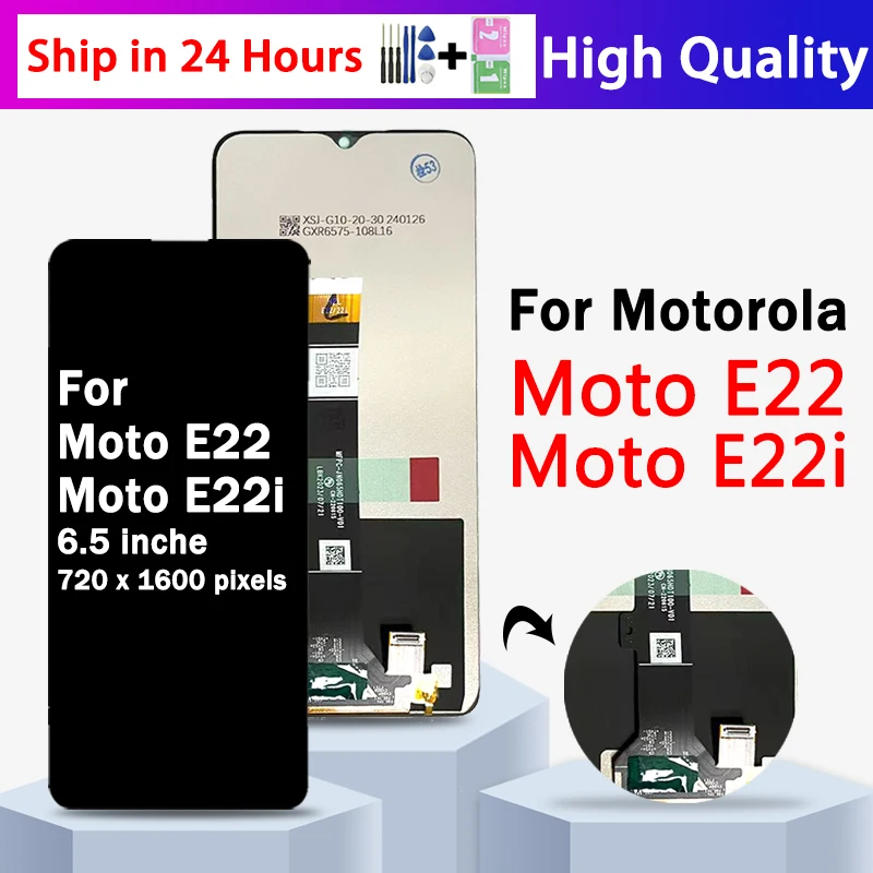 

Original 6.5" For Motorola Moto E22 e22 LCD Display Touch Screen Digitizer Assembly For Moto E22i e22i LCD With Frame