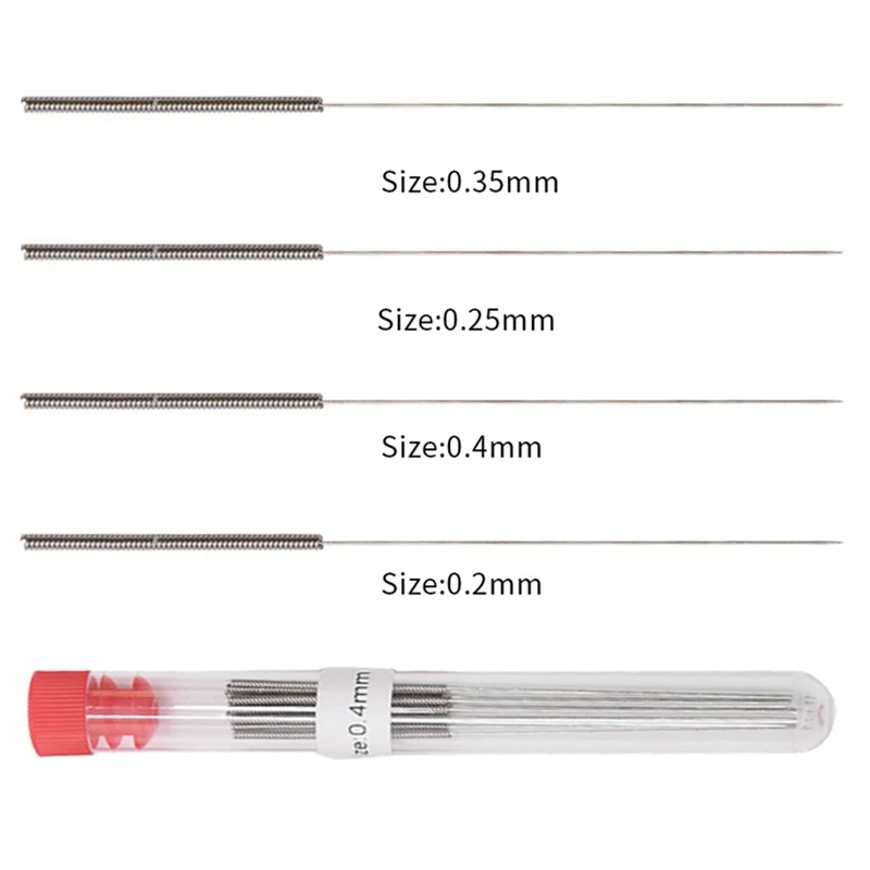 Hot Selling 50 Piece 3D Printer Nozzle Cleaning Kit with Stainless Steel Needles, Multiple Sizes (0.2-0.4mm)