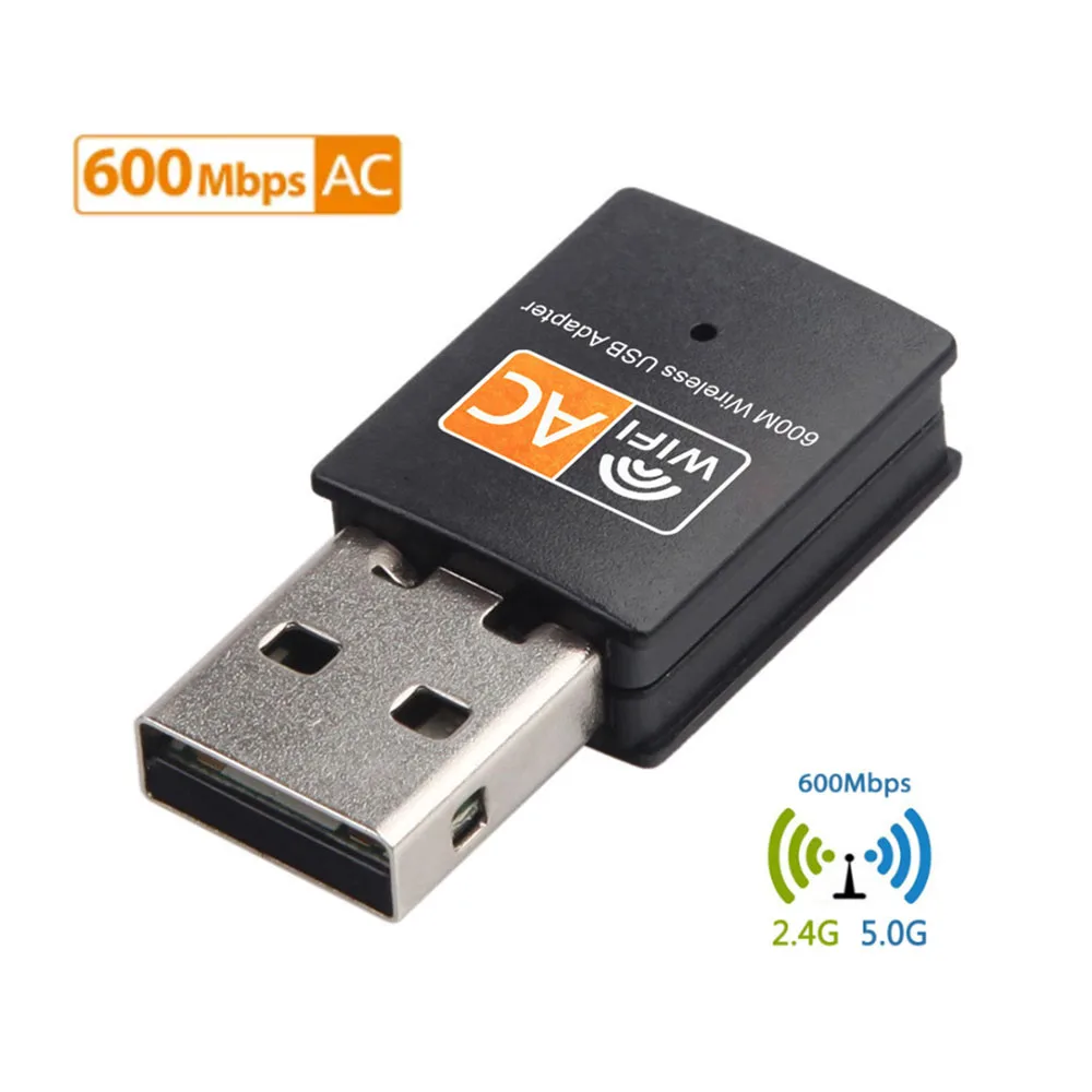 Adaptateur Wi-Fi USB 600Mbps, antenne 2.4GHz + 5GHz, dongle Ethernet Lan, carte réseau, bande pour touristes