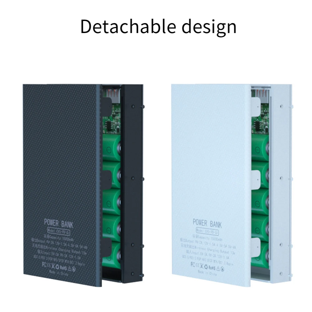 Wireless Battery Box DIY Mobile Power Supply Portable And Efficient Battery Holder Power Bank Case With PD QC3.0 USB C