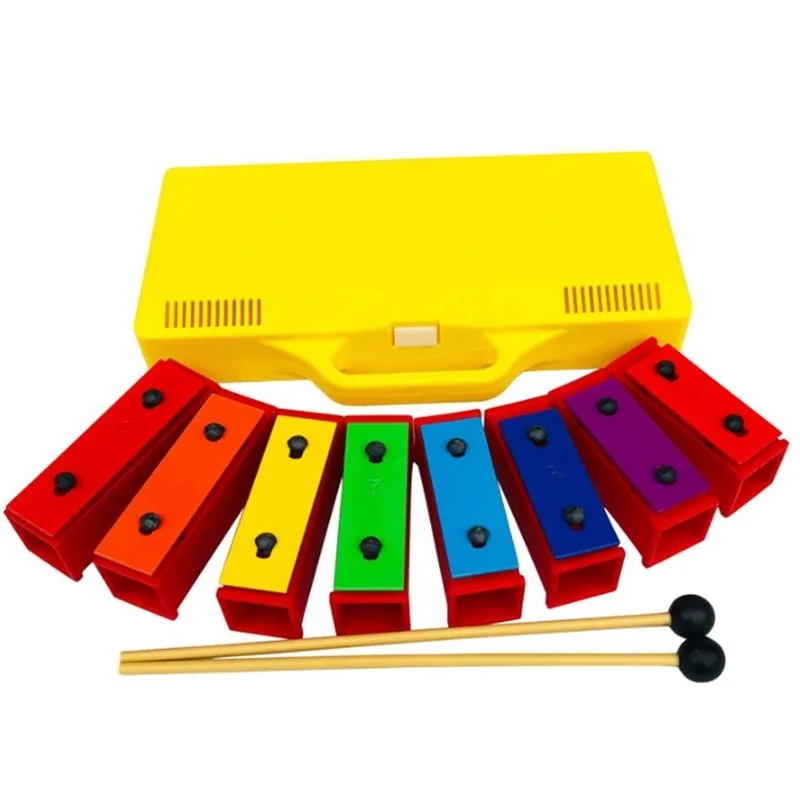 

Portable 8 Notes Chromatic Xylophone Glockenspiel Resonator Bells With Yellow Case for Kids Party Gift Music Outdoor Camping