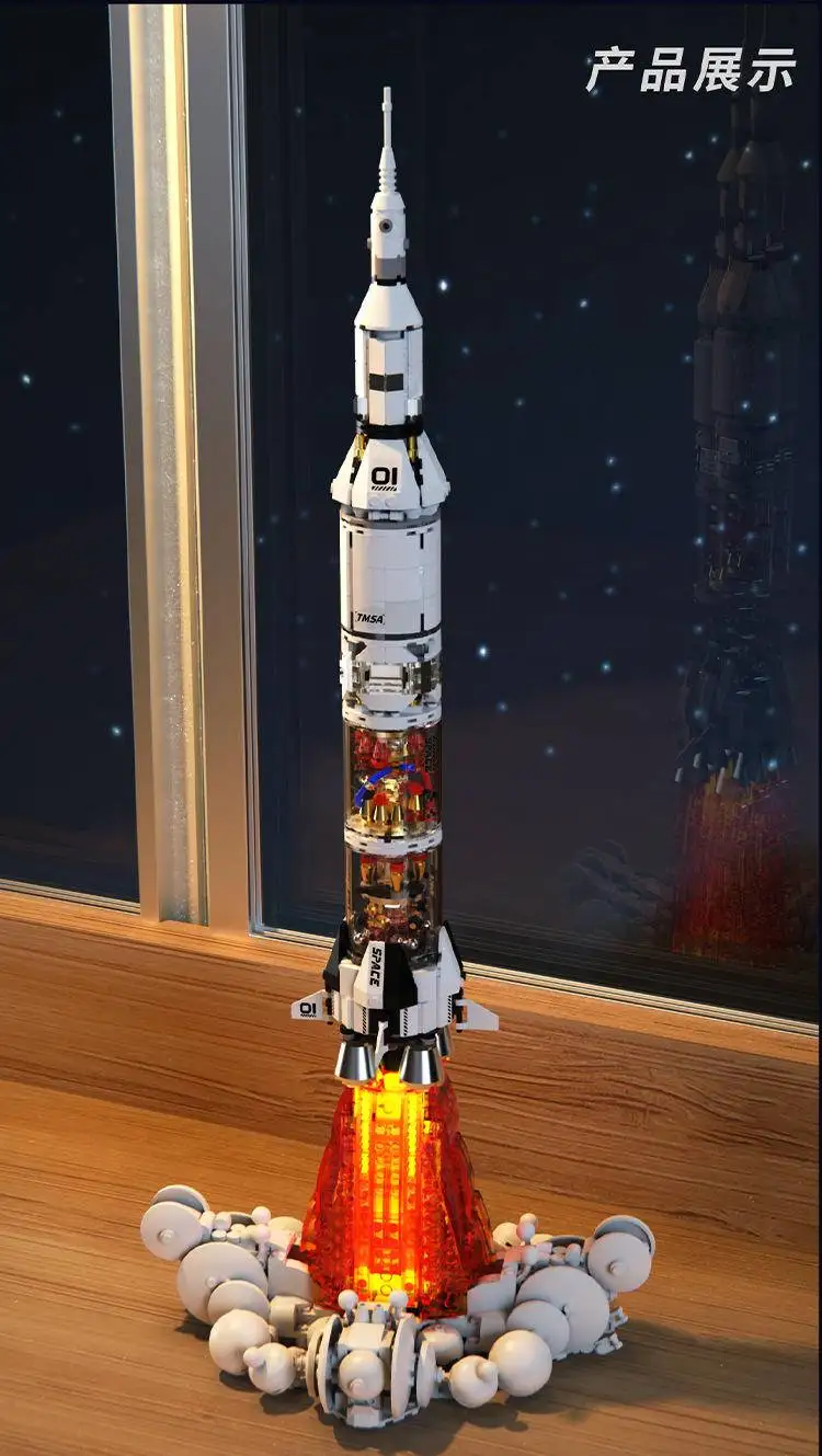 T3006 ทางเทคนิค Light Space Rocket Building Blocks อิฐประกอบวันเกิด,ฮาโลวีน,คริสต์มาสของขวัญ
