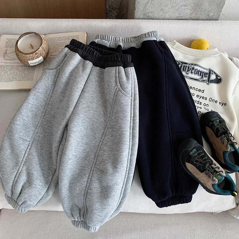 

UNITIM штаны для маленьких мальчиков в стиле пэчворк, утепленные детские штаны для бега для маленьких мальчиков, новые зимние шаровары с эластичной резинкой на талии для маленьких мальчиков