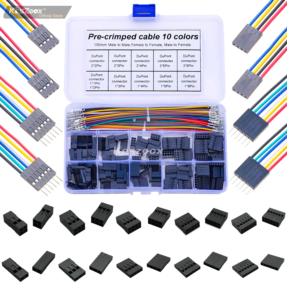 kit de conectores molex macho e femea caixa com cabo pre crimped dupont 5264 kf2510 254 25 mm 01