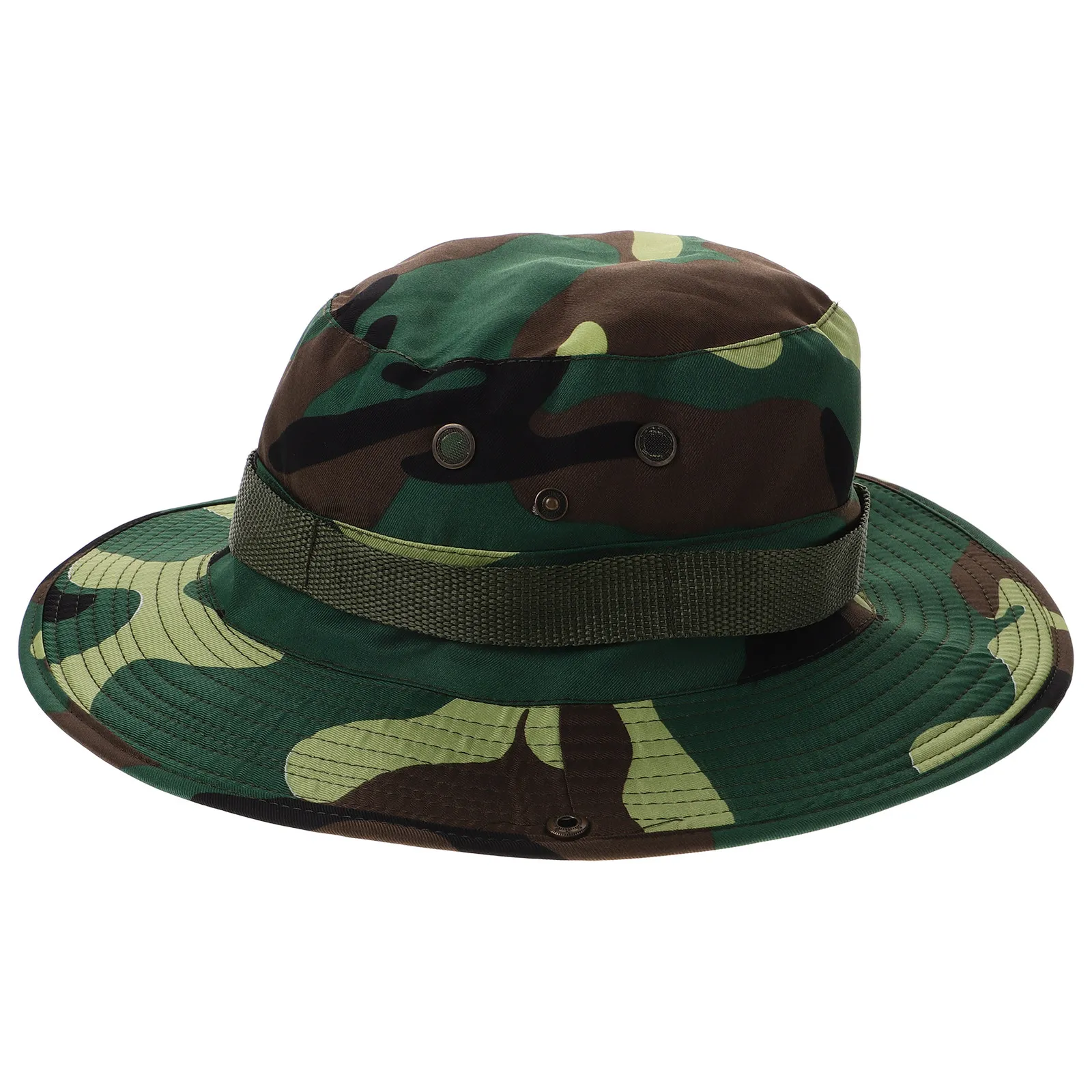 

Camo Bucket Hat Men Wide Brim Sun Protection Hiking Fishing Adjustable Neck Strap Outdoor Sun Hat Jungle Camouflage