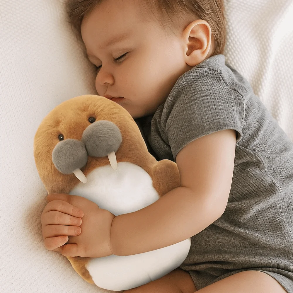 

PP Cotton Simulated Ocean Seal Stuffed Toy Fluffy Interactive Walrus Stuffed Animal Doll Comfortable Soft