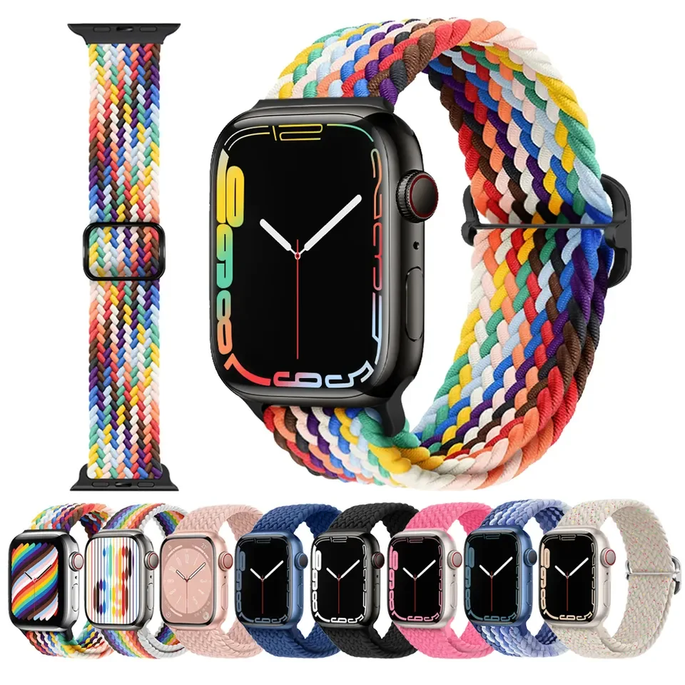 

Braided Solo Loop strap For Apple watch band Ultra 2 44mm 40mm 49mm 45mm 41mm Elastic Nylon bracelet iWatch series 9 8 7 SE2 6 5