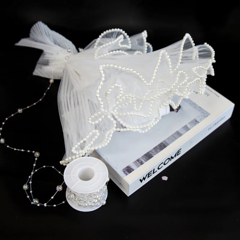 

Handmade Pearl Wave Flouquet Paaging Paper Fre Flower Wrap Net Cloth Floral Art Simulation een Plant Gardening