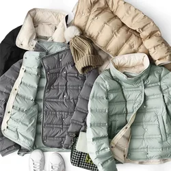 Chaquetas de plumón de pato para mujer, chaqueta lisa, ultraligera, moda coreana, otoño e invierno, 2024, novedad de 90%